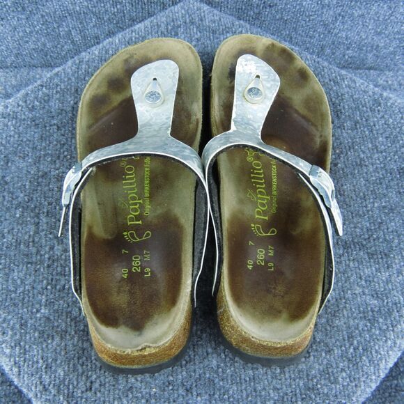 Papillio By Birkenstock Women Thong Sandal Shoes Silver Synthetic‎ Size 9 Medium - Picture 6 of 10